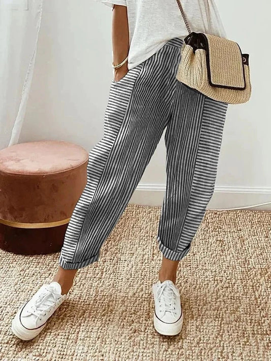 Lisa™ - Striped cotton pants