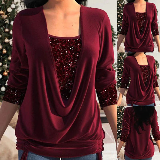 Women's long sleeve shirt with sequins
