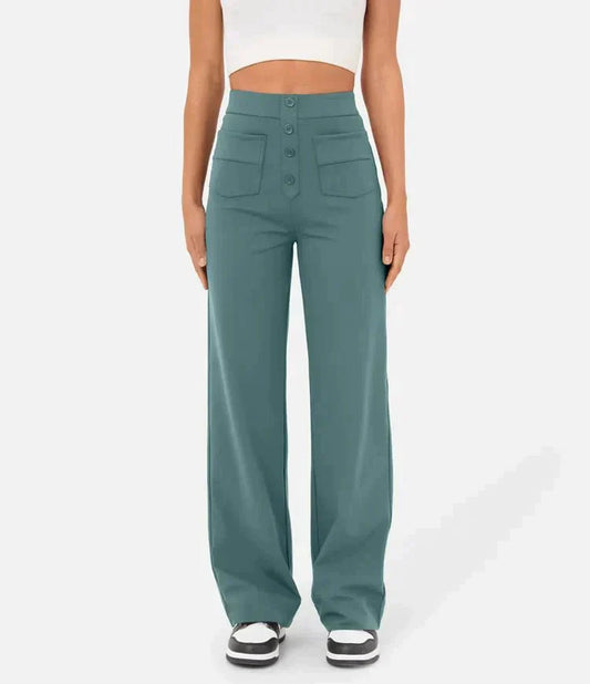 High-waisted, stretchy casual trousers